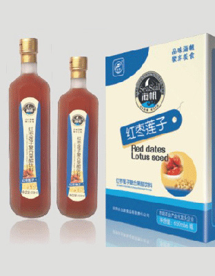 海帆红枣莲子复合果醋饮料650ml-六棱瓶装