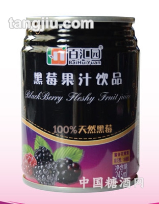 百汇园黑莓果汁（易拉罐）245ml 黑红