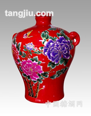百老泉5斤青彩瓷梅瓶(红)