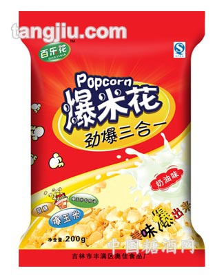 劲爆三合一牛奶味爆米花200g