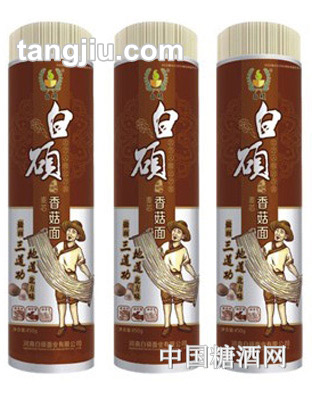 纸筒封塑450g白硕麦芯香菇面