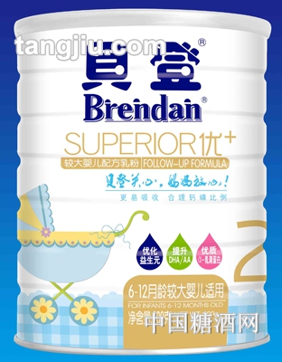 优＋较大配方乳粉2段900g