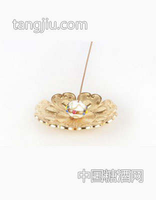 五彩琉璃铜香插（象牙白）