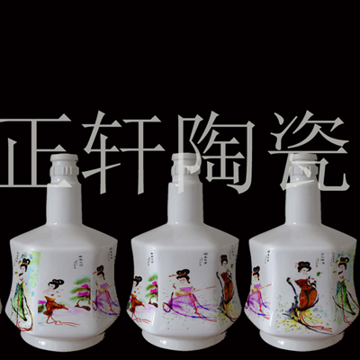 供应粉彩美人六方瓶
