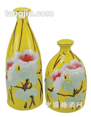 黄底茶花坛子