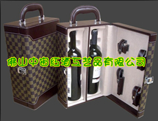 格子纹双支皮盒/皮质红酒盒/红酒盒