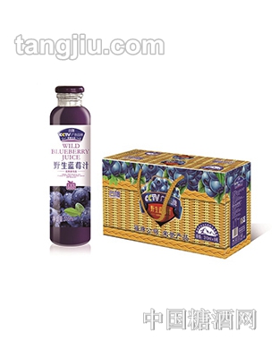 名福野生蓝莓汁玻璃瓶礼盒310mlx8瓶