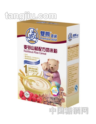 双熊金装麦芽山楂配方奶米粉225g