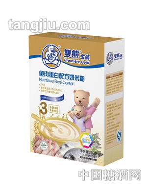 双熊金装鱼肉蛋白配方奶米粉225g