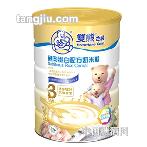 双熊金装鱼肉蛋白配方奶米粉528g
