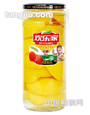 欢乐家黄桃水果罐头800g