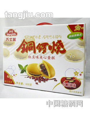 万士发红豆味铜锣烧夹心蛋糕500g