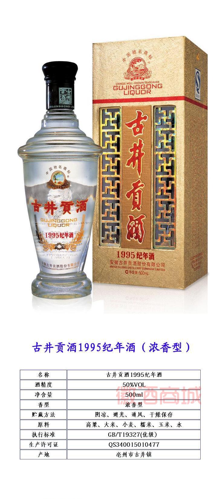 供应白酒古井贡酒1995经典