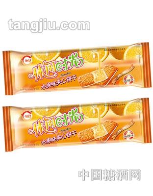 谷粒方休闲时光夹心饼干香橙味60克