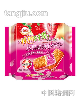 谷粒方休闲时光夹心饼干草莓味207g