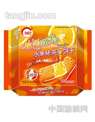谷粒方休闲时光夹心饼干香橙味207g