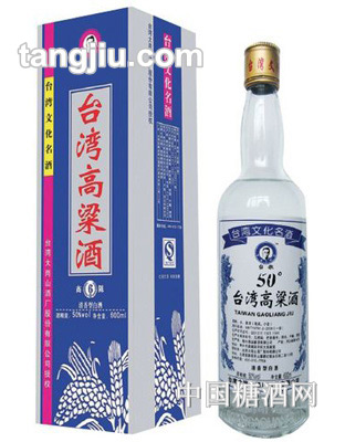 台湾高粱酒50&#176;银铂蓝六年600ML