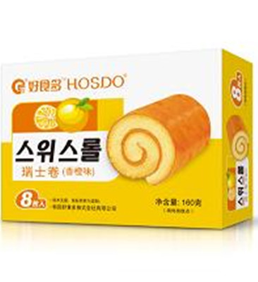 160g香橙味盒装/韩国好食多休闲零食品瑞士卷烘烤夹心