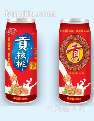 天然贡核桃露960ml红