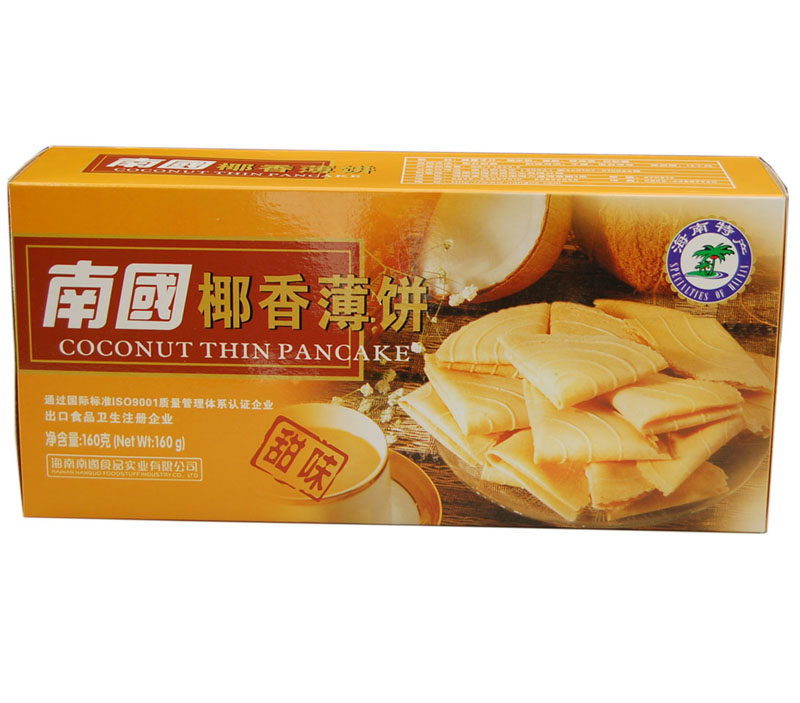 【海南特产】【南国食品】牌椰香薄饼(甜味) 80g/盒