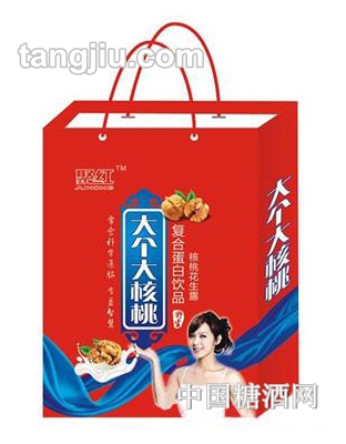 聚红大个大核桃复合蛋白饮品手提袋