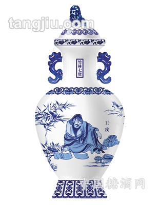 竹林七贤青花瓶-王戎