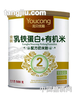 优聪乳铁蛋白+有机米2段配方奶米粉
