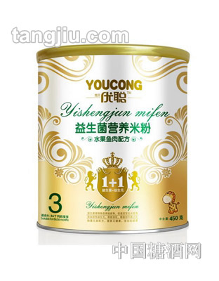 优聪益生菌营养米粉水果鱼肉配方450g