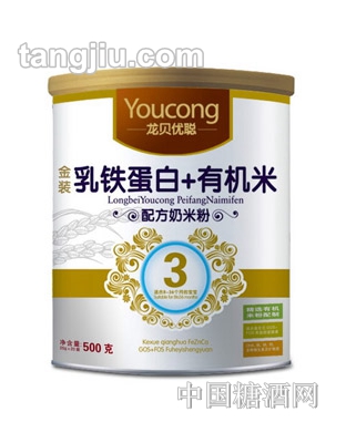 优聪乳铁蛋白+有机米3段配方奶米粉