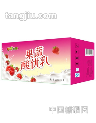 牛牛乐果蔬酸优乳草莓味250mlx24盒
