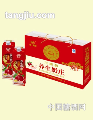 手提袋式养生奶庄红色500ml