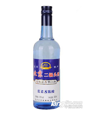 北京二锅头蓝柔陈酿8酒53°500ml白标