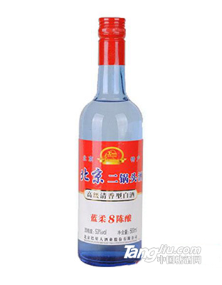 北京二锅头蓝柔陈酿8酒53°500ml红标