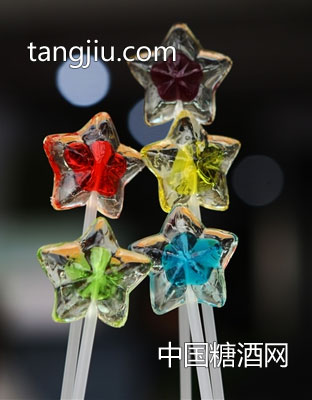 怡可诺水晶五角星长支棒棒糖硬糖糖果9g