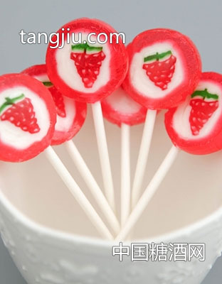 水果味棒棒糖粉色草莓硬糖糖果6g
