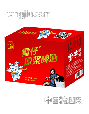 雪仔原浆啤酒红色装箱500mlx12罐