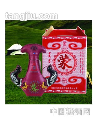 蒙酒刺绣小牛角500ml