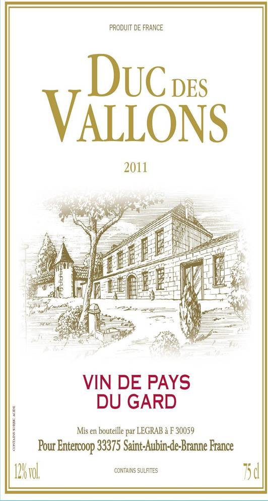 沃尔仑红葡萄酒Duc Des Vallons 2011