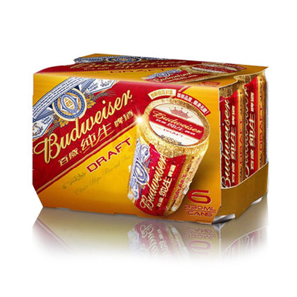 供应Budweiser/百威啤酒 8度小麦纯生330ml*6听/组