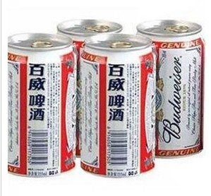 供应百威啤酒罐装11° 355mlx24 