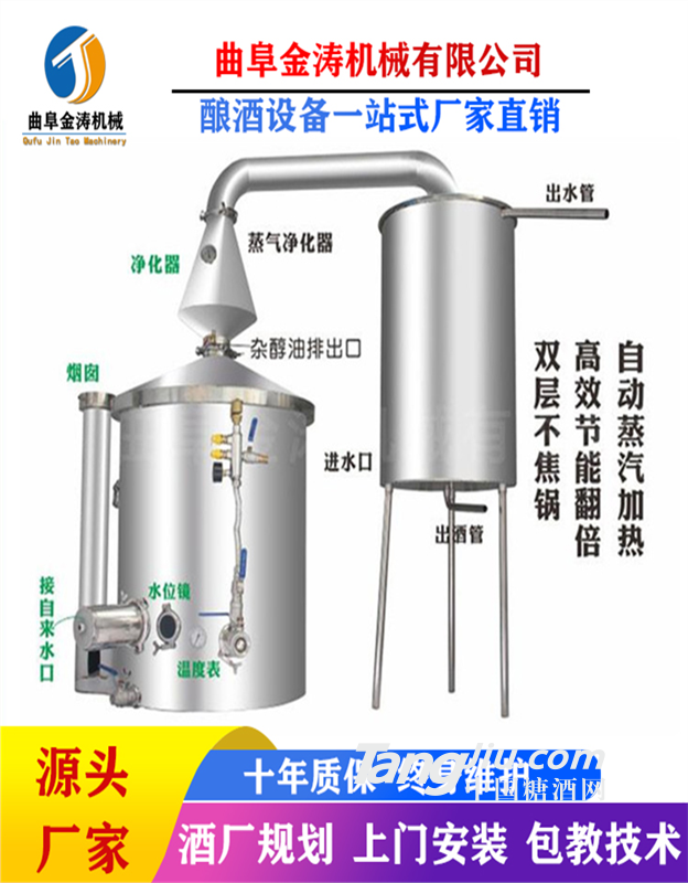 萍乡锅炉型酿酒设备 白酒蒸酒器 不锈钢酿造设备包教技术