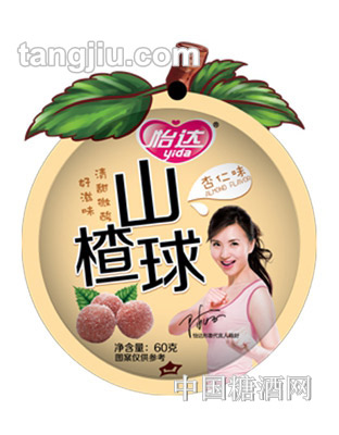 怡达山楂球杏仁味60克