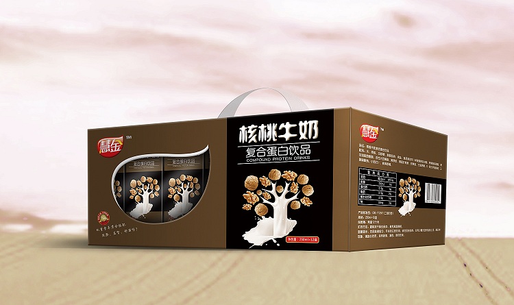 慧金苗条砖核桃牛奶复合蛋白饮品12盒可视窗礼品装
