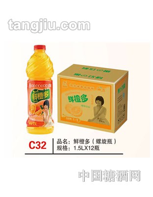 C32 品名：鲜橙多（螺旋瓶） 规格：1.5Lx12瓶