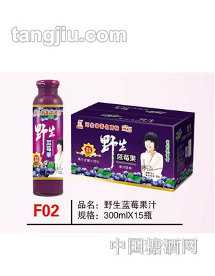 F02 品名：野生蓝莓果汁 规格：300mlx15瓶