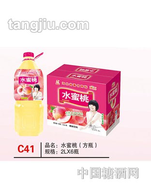 1 品名：水蜜桃（方瓶） 规格：2Lx6瓶