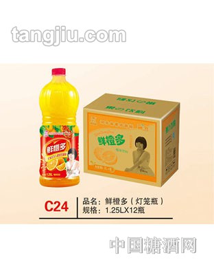 C24 品名：鲜橙多（灯笼瓶） 规格：1.25Lx12瓶