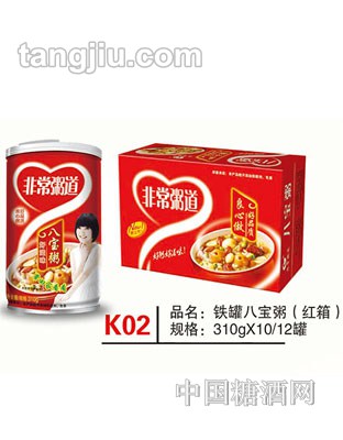 K02 品名：铁罐八宝粥（红箱）规格：310gx10、12罐子
