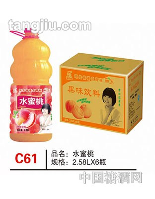 C61 品名：水蜜桃 规格：2.58Lx6瓶