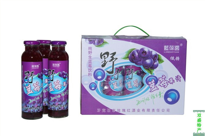 蓝葆园300ml礼品盒野生蓝莓果汁